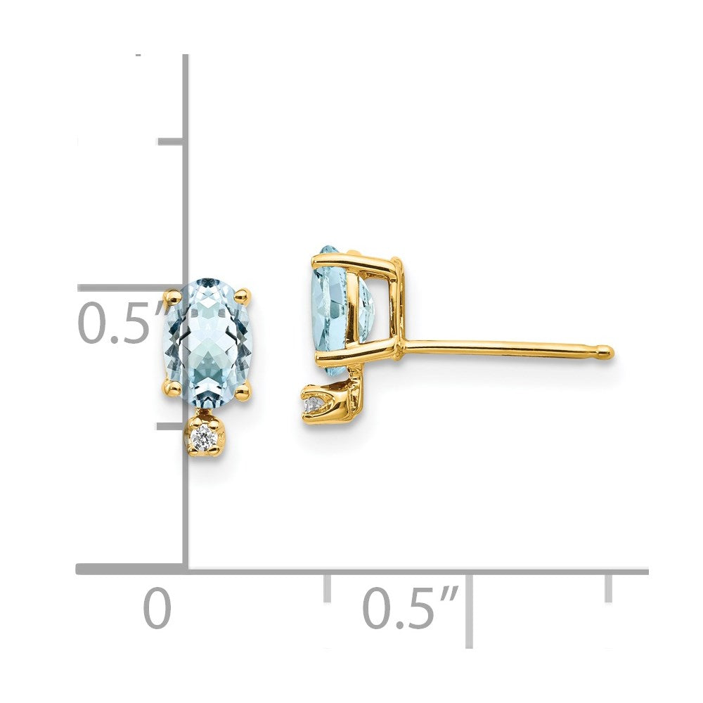 14K Ohrringe mit Diamant und Aquamarin-Geburtsstein