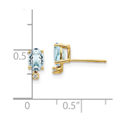 14K Ohrringe mit Diamant und Aquamarin-Geburtsstein