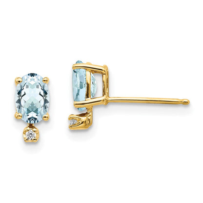 14K Ohrringe mit Diamant und Aquamarin-Geburtsstein