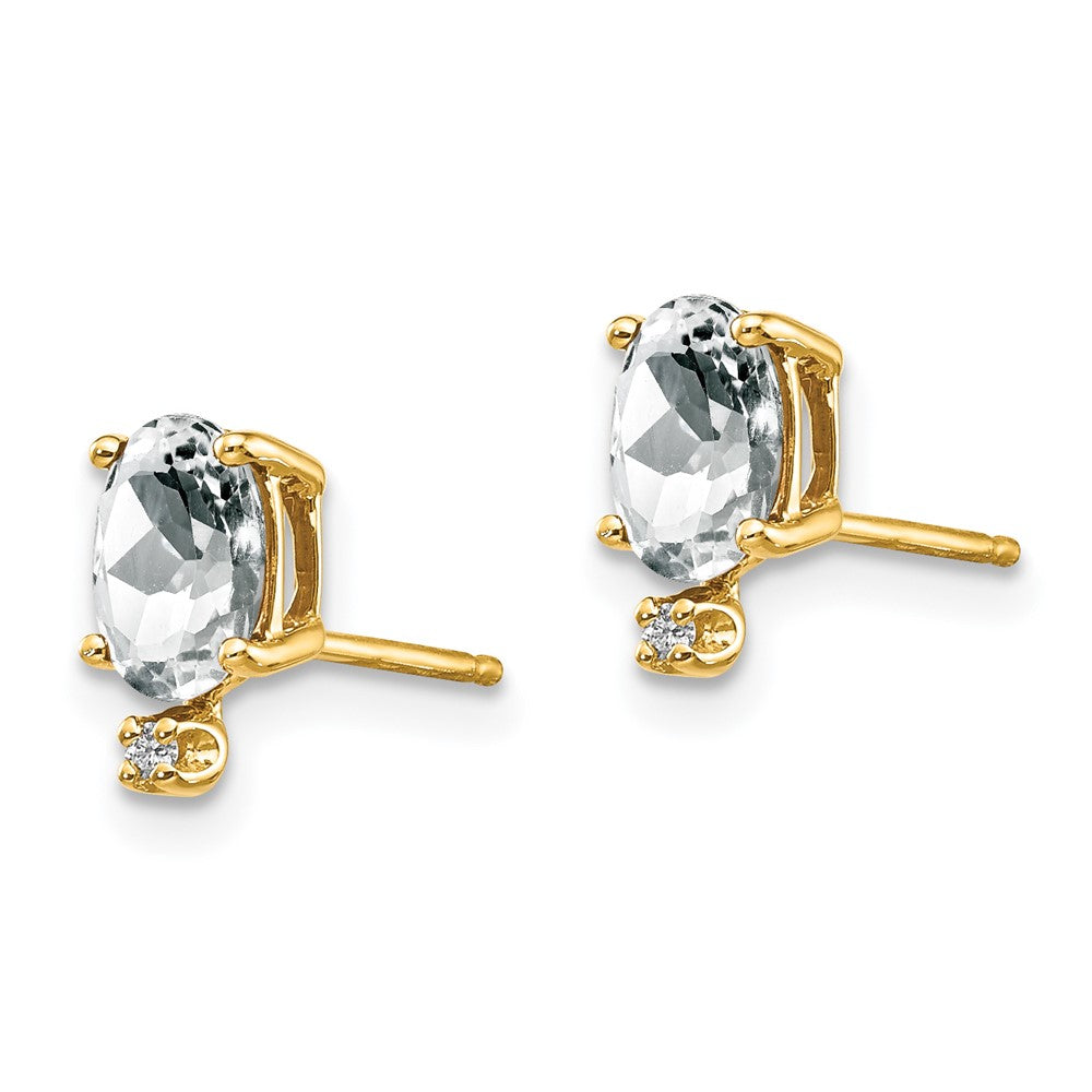 14K Gelbgold Ohrringe mit Diamant und Weißtopas-Geburtsstein