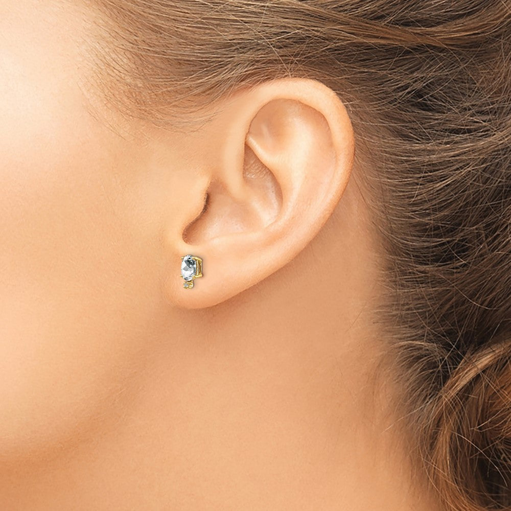 14K Gelbgold Ohrringe mit Diamant und Weißtopas-Geburtsstein