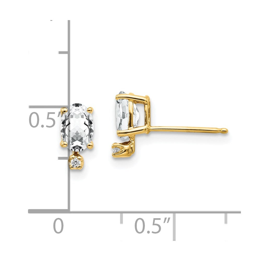 14K Gelbgold Ohrringe mit Diamant und Weißtopas-Geburtsstein