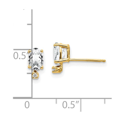 14K Gelbgold Ohrringe mit Diamant und Weißtopas-Geburtsstein
