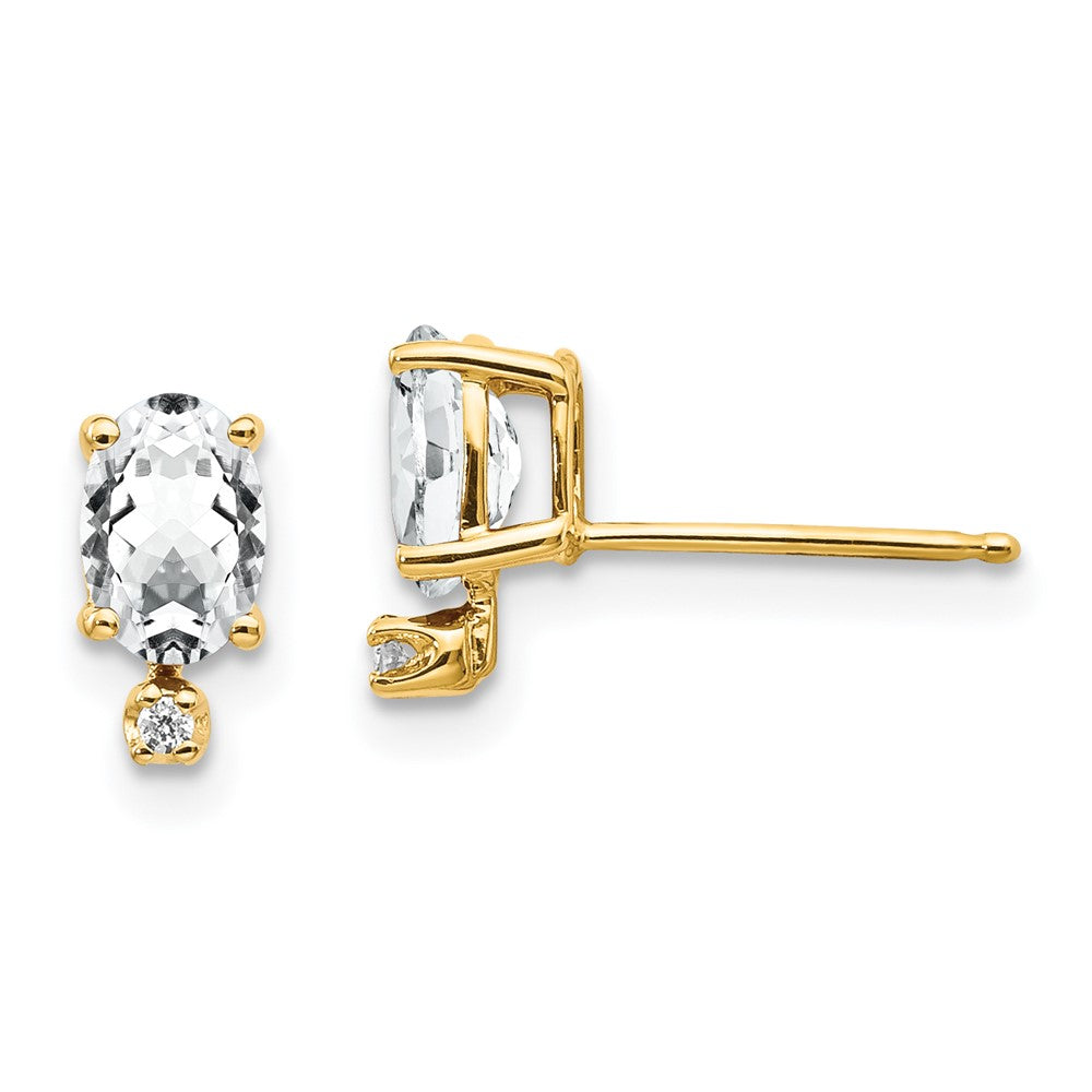 14K Gelbgold Ohrringe mit Diamant und Weißtopas-Geburtsstein