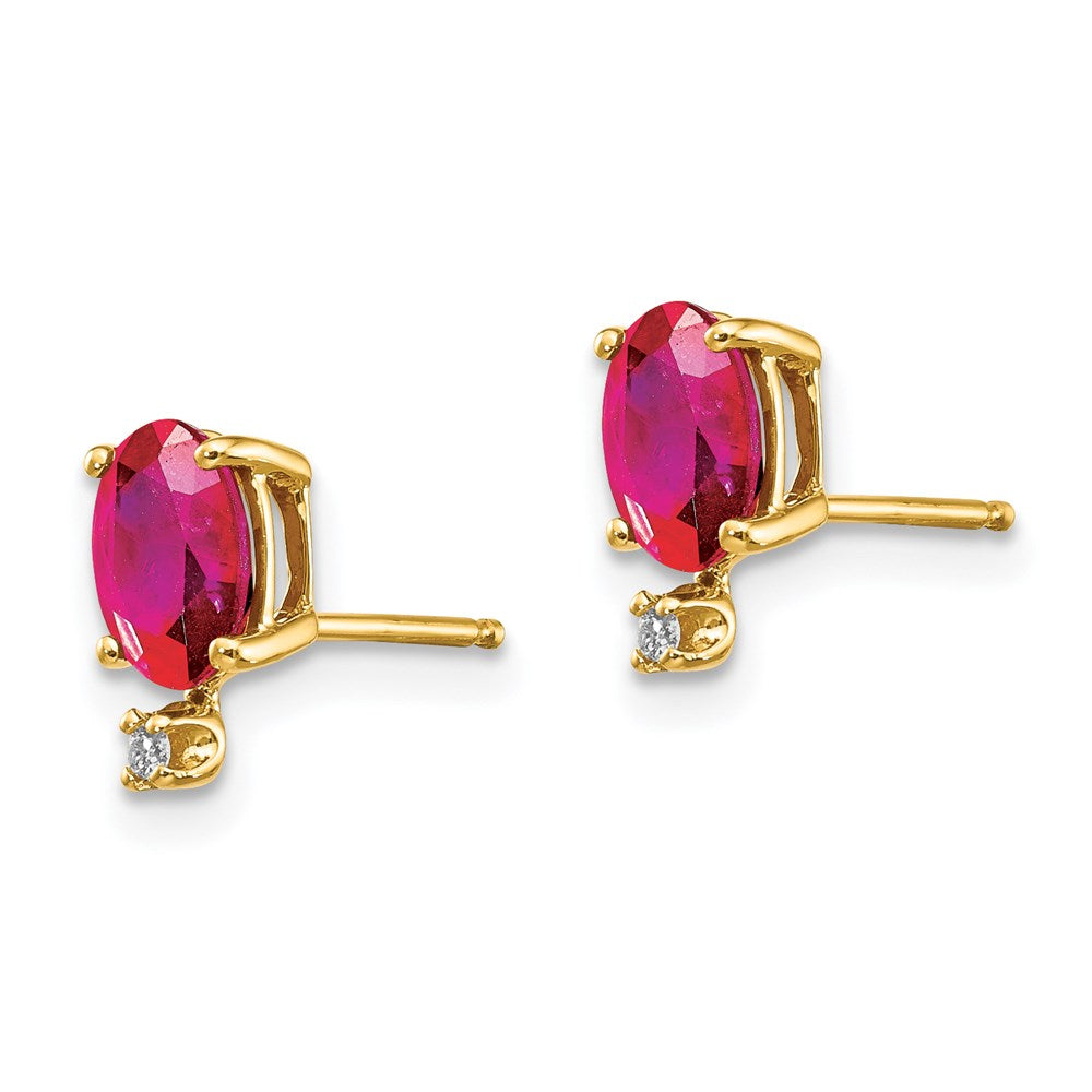 14K Ohrringe mit Diamant und Rubin-Geburtsstein