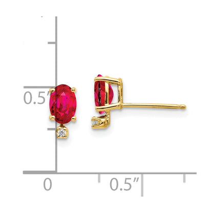 14K Ohrringe mit Diamant und Rubin-Geburtsstein
