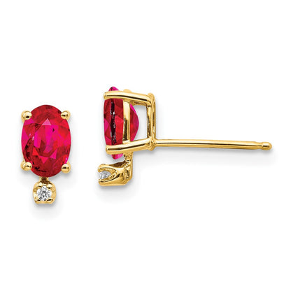 14K Ohrringe mit Diamant und Rubin-Geburtsstein