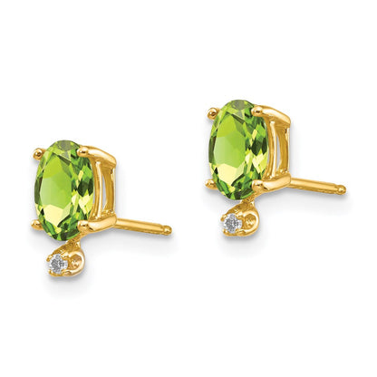 14K Ohrringe mit Diamant und Peridot-Geburtsstein