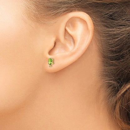 14K Ohrringe mit Diamant und Peridot-Geburtsstein