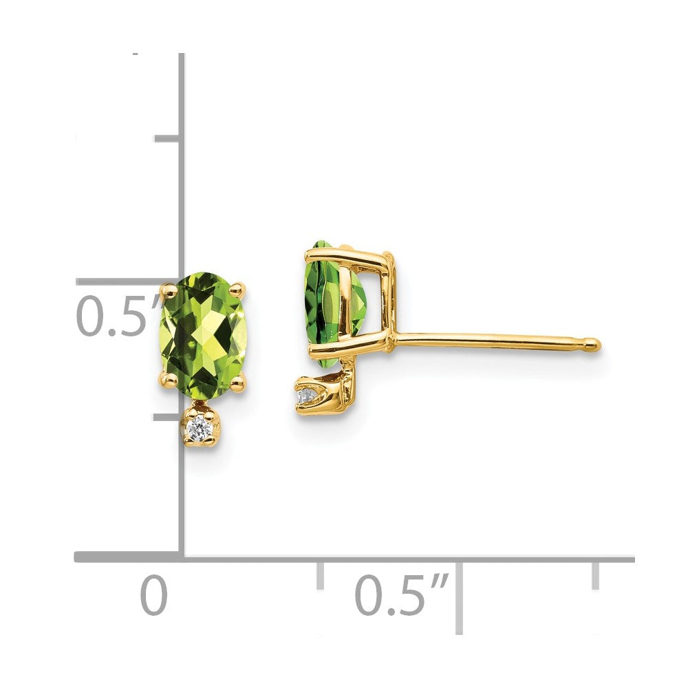 14K Ohrringe mit Diamant und Peridot-Geburtsstein