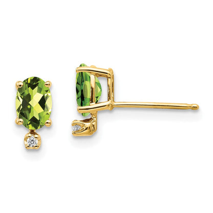 14K Ohrringe mit Diamant und Peridot-Geburtsstein