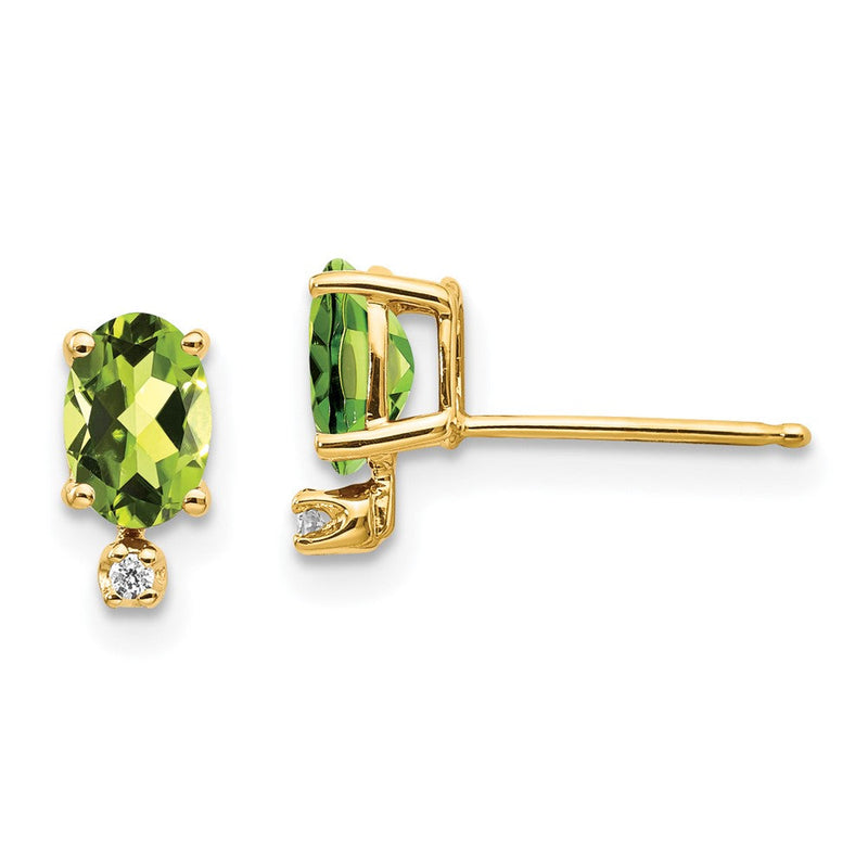 14K Ohrringe mit Diamanten und Peridot-Geburtsstein