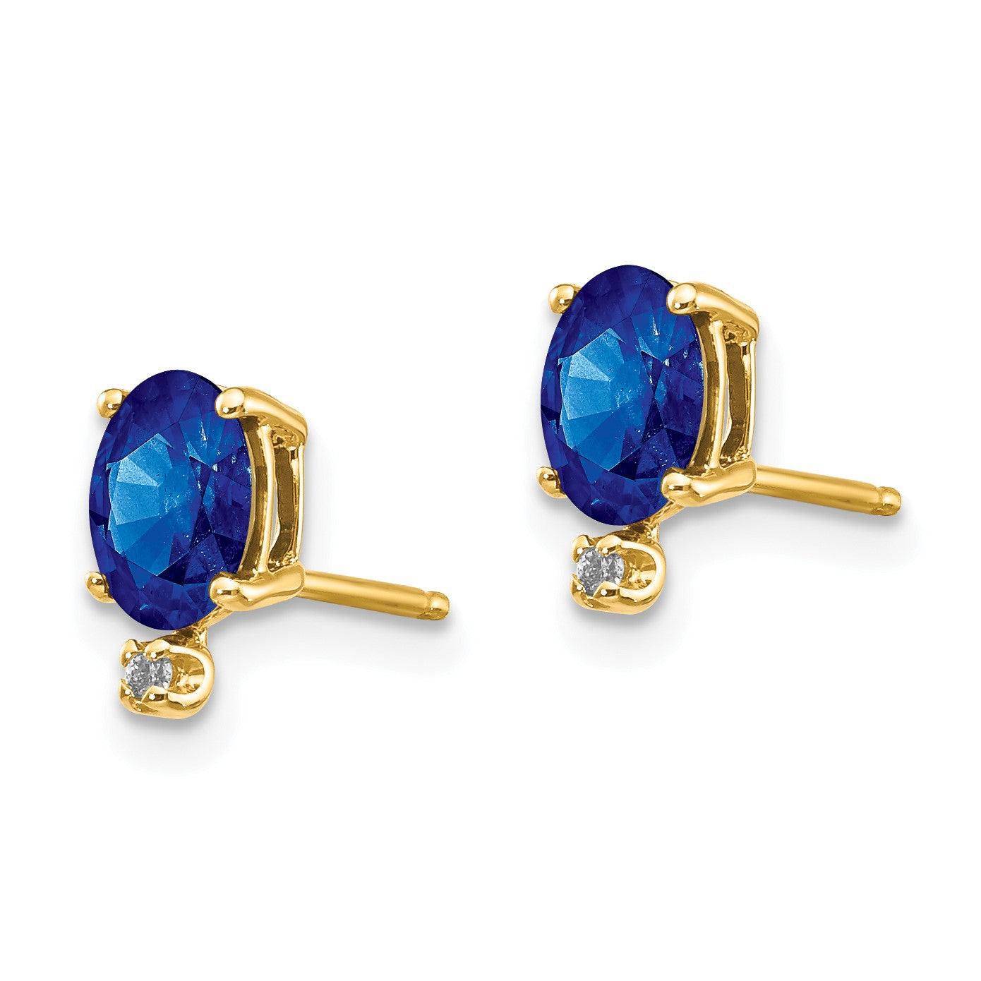14K Ohrringe mit Diamant und Saphir-Geburtsstein