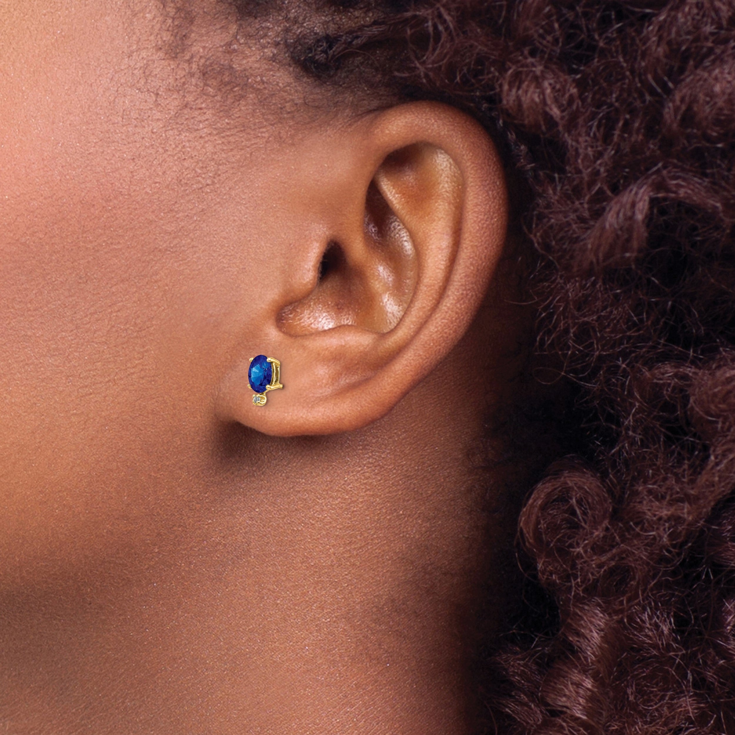 14K Ohrringe mit Diamant und Saphir-Geburtsstein