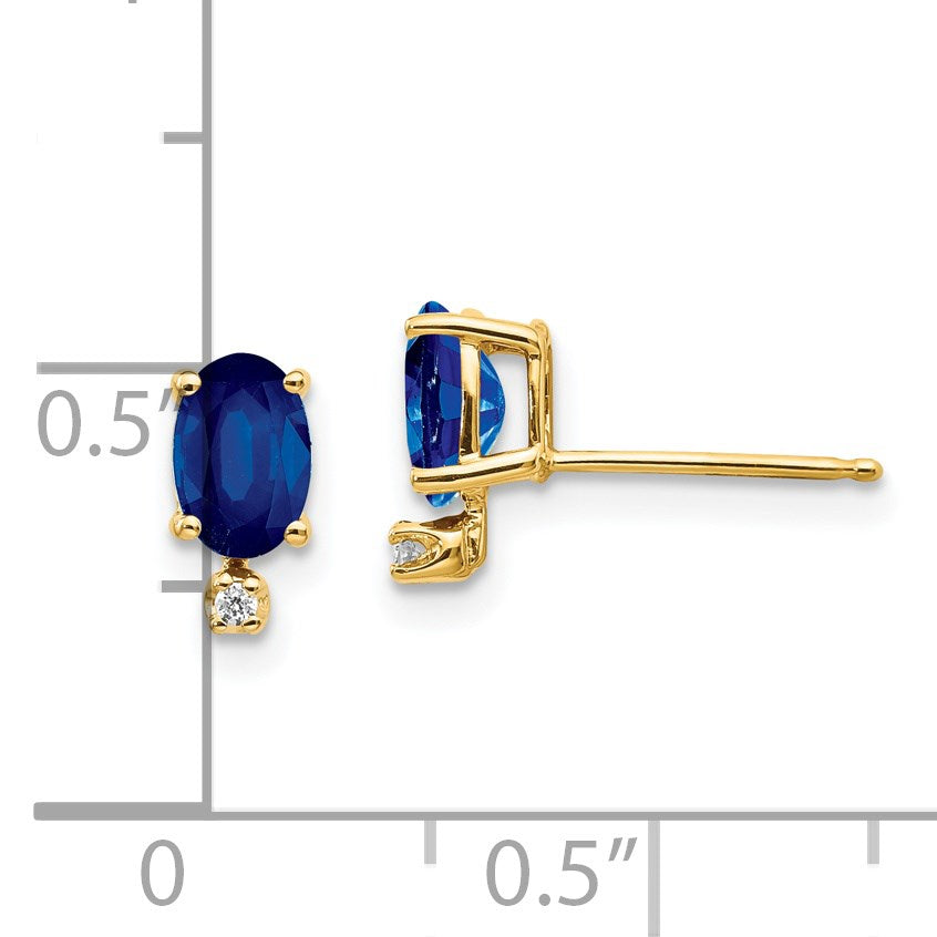 14K Ohrringe mit Diamant und Saphir-Geburtsstein