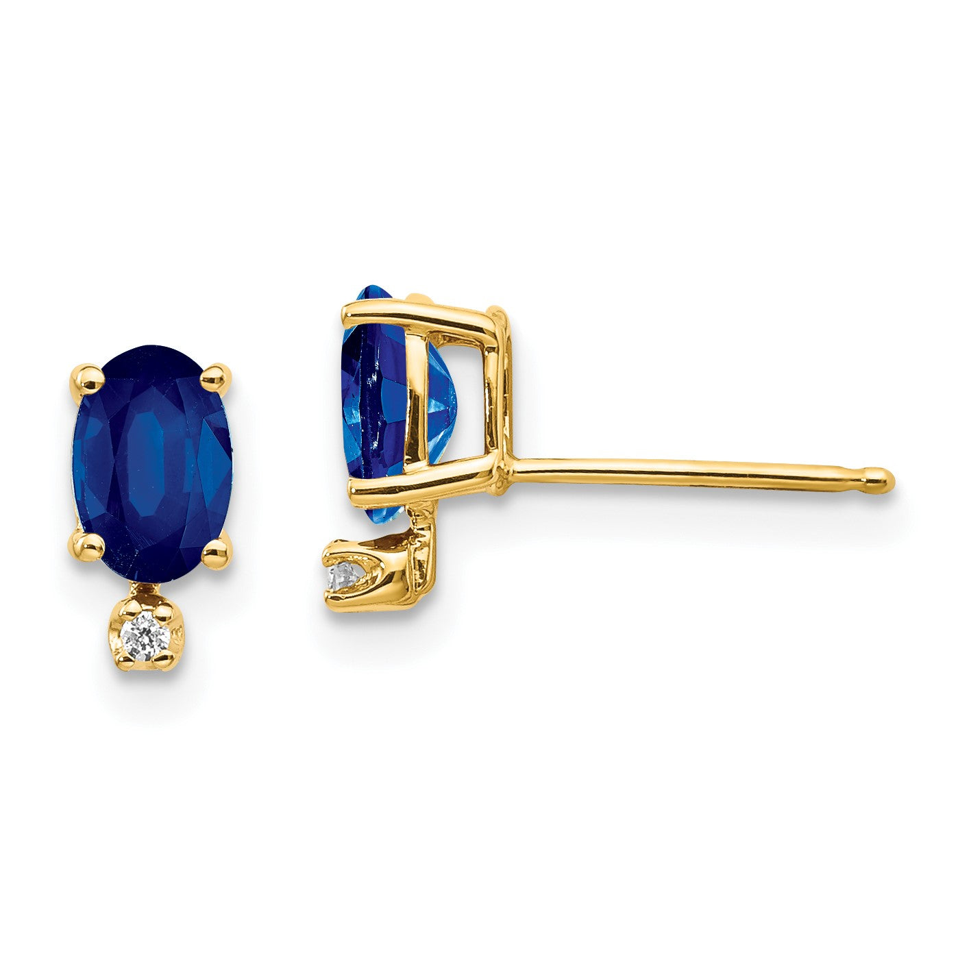 14K Ohrringe mit Diamant und Saphir-Geburtsstein