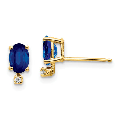 14K Ohrringe mit Diamant und Saphir-Geburtsstein