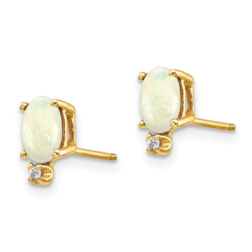 14K Gelbgold Ohrringe mit Diamant und Opal-Geburtsstein
