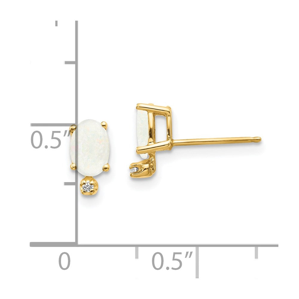 14K Gelbgold Ohrringe mit Diamant und Opal-Geburtsstein