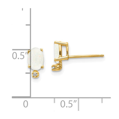 14K Gelbgold Ohrringe mit Diamant und Opal-Geburtsstein
