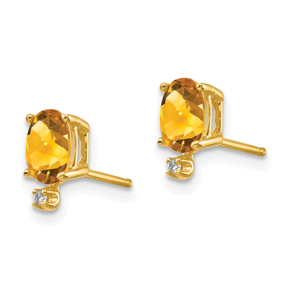 14K Ohrringe mit Diamanten und Citrin-Geburtsstein