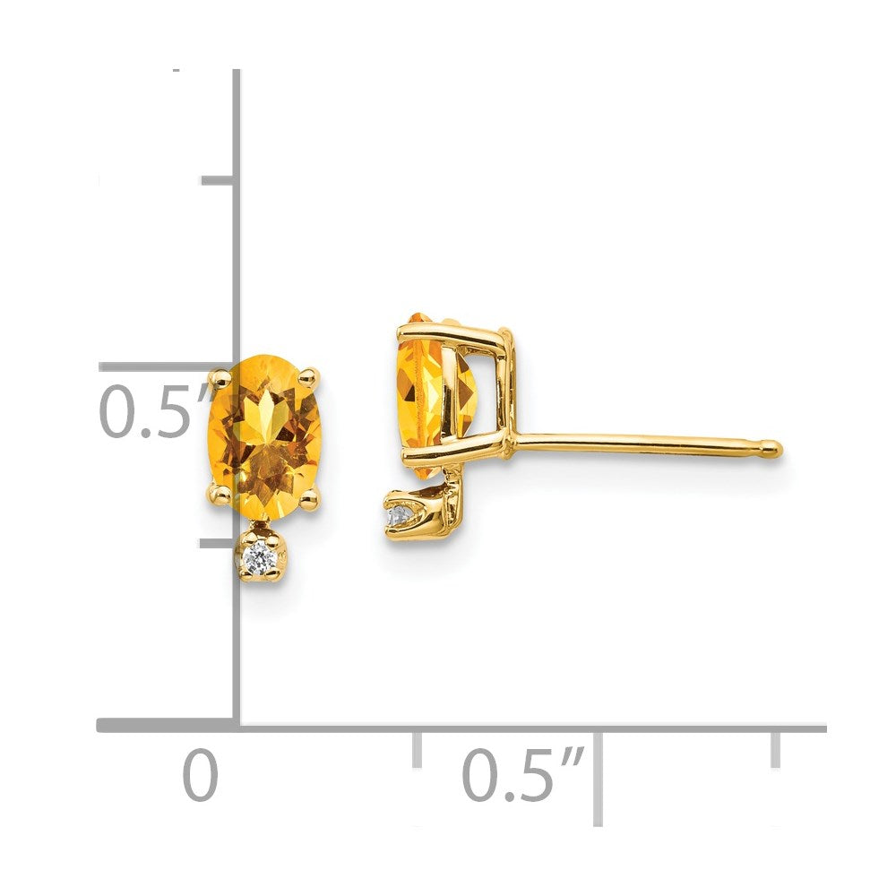 14K Ohrringe mit Diamanten und Citrin-Geburtsstein