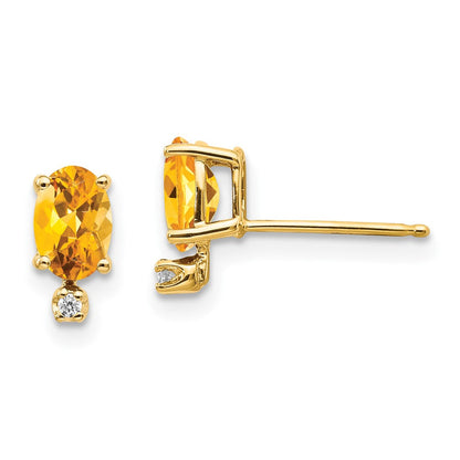 14K Ohrringe mit Diamanten und Citrin-Geburtsstein