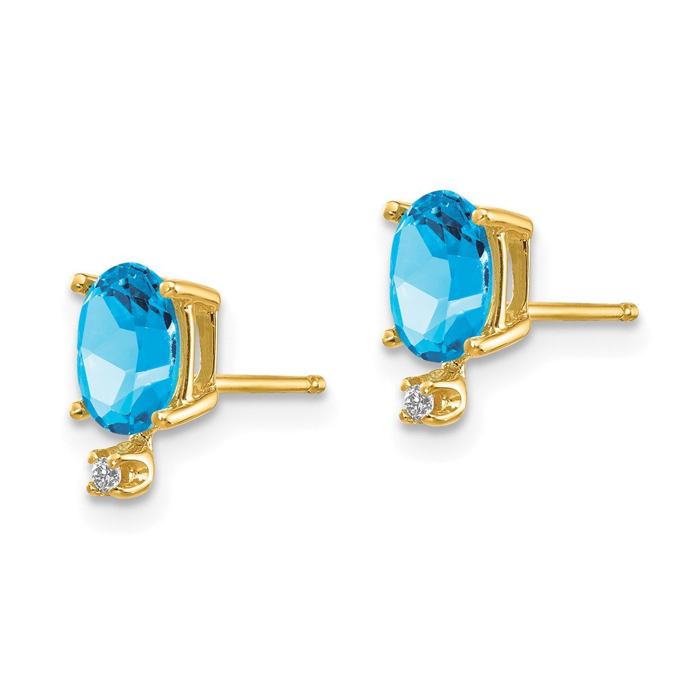 14K Ohrringe mit Diamant und blauem Topas-Geburtsstein
