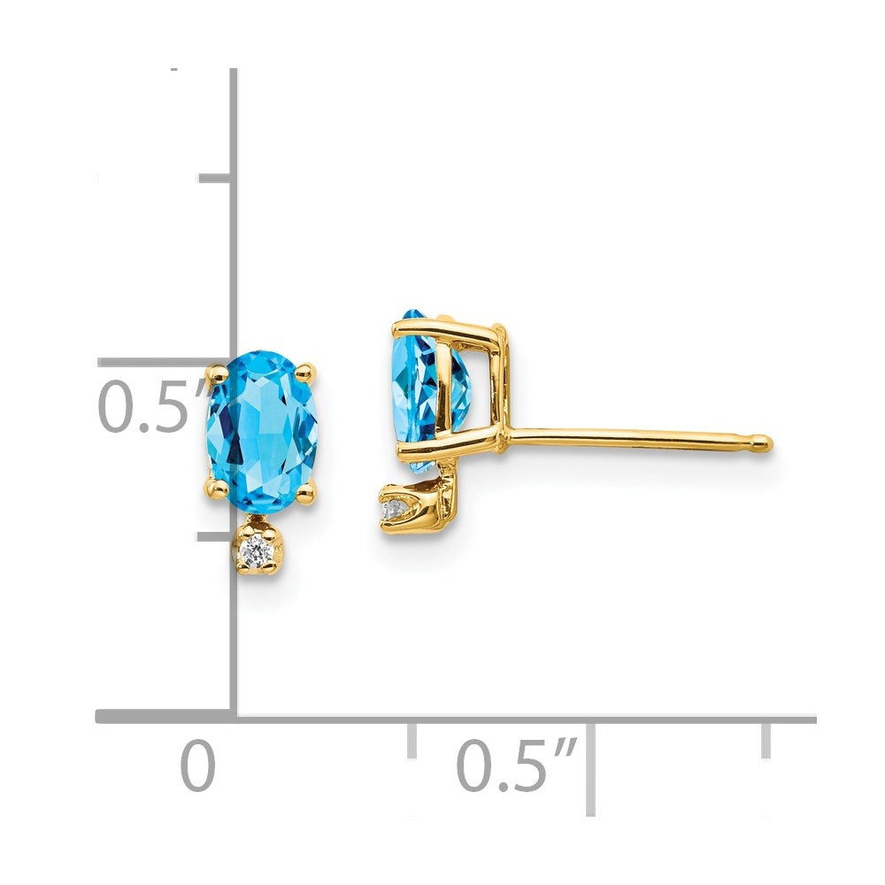 14K Ohrringe mit Diamant und blauem Topas-Geburtsstein