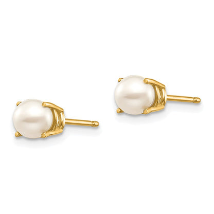 14K Gelbgold 4.5mm Rund June/fw Zuchtperle Ohrstecker