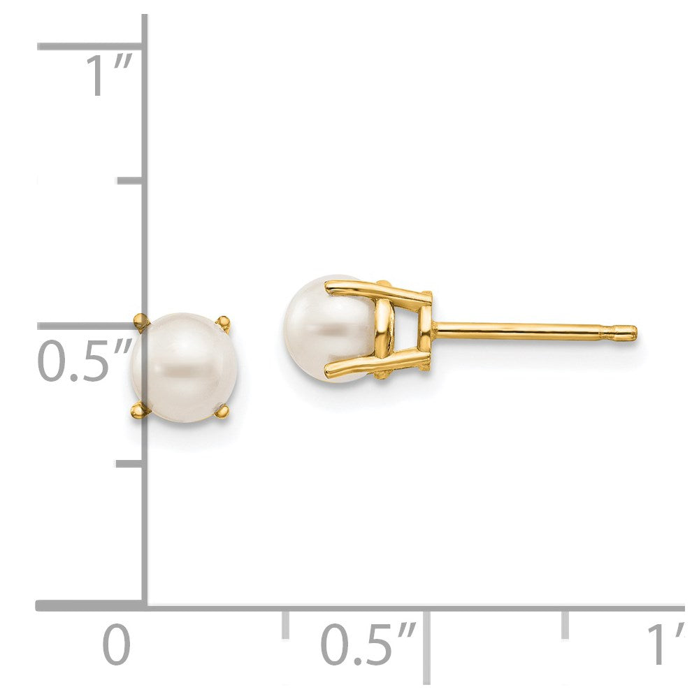 14K Gelbgold 4.5mm Rund June/fw Zuchtperle Ohrstecker