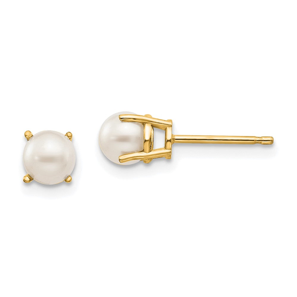 14K Gelbgold 4.5mm Rund June/fw Zuchtperle Ohrstecker