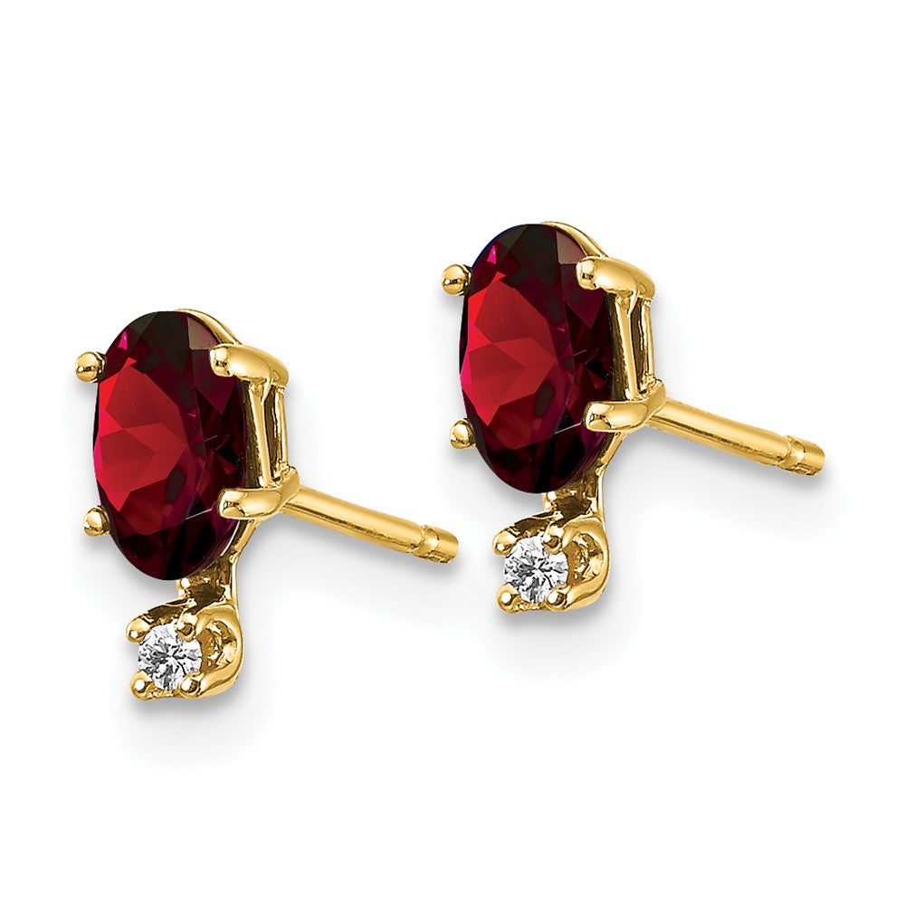14K Ohrringe mit Diamant und Granat-Geburtsstein
