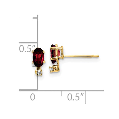 14K Ohrringe mit Diamant und Granat-Geburtsstein