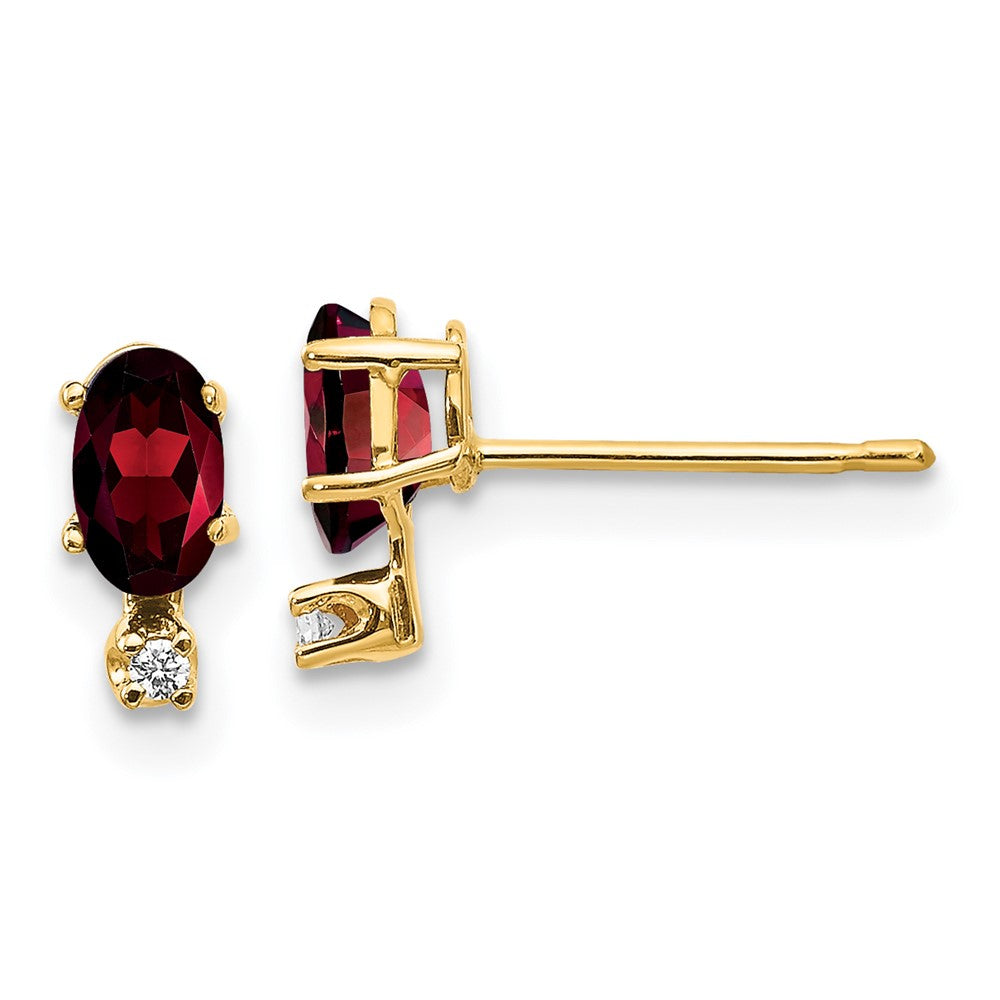14K Ohrringe mit Diamant und Granat-Geburtsstein