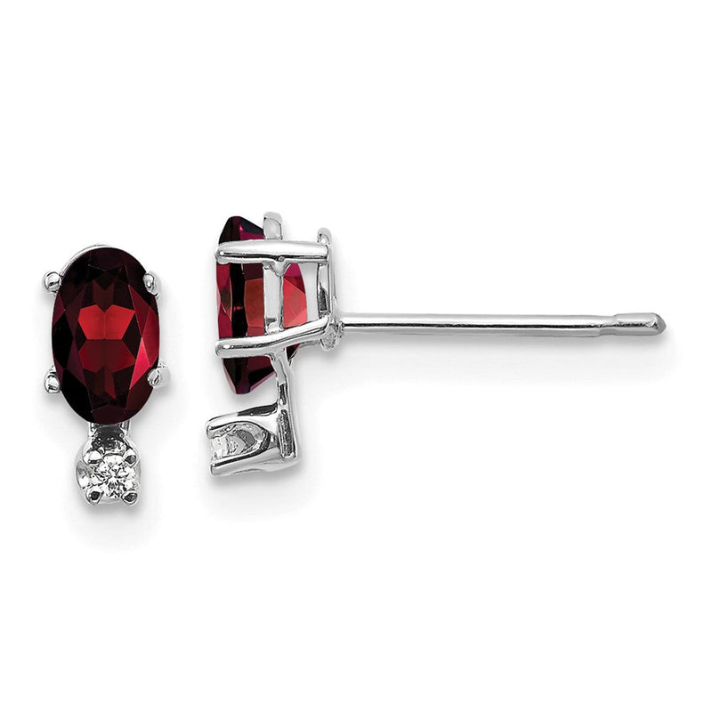 14K Weißgold Diamant und Granat Geburtsstein Ohrringe