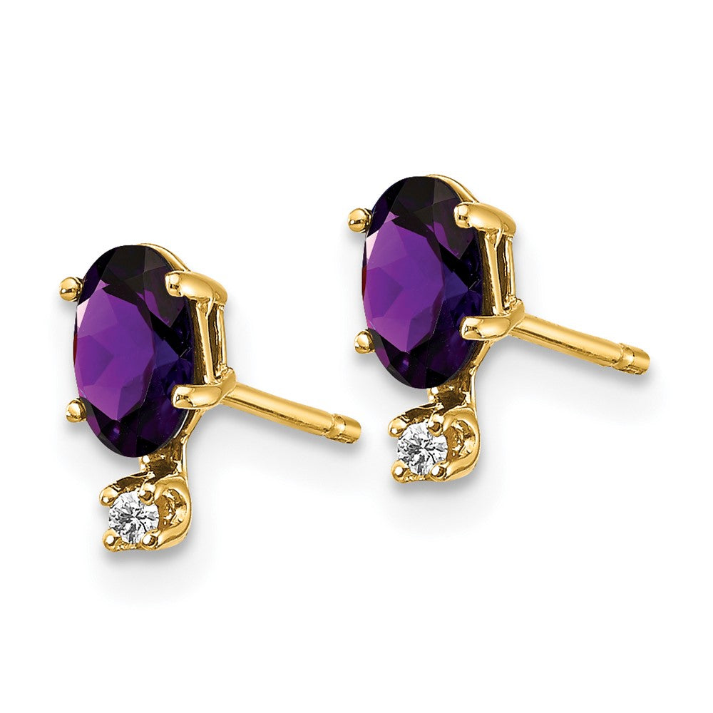 14K Ohrringe mit Diamant und Amethyst-Geburtsstein