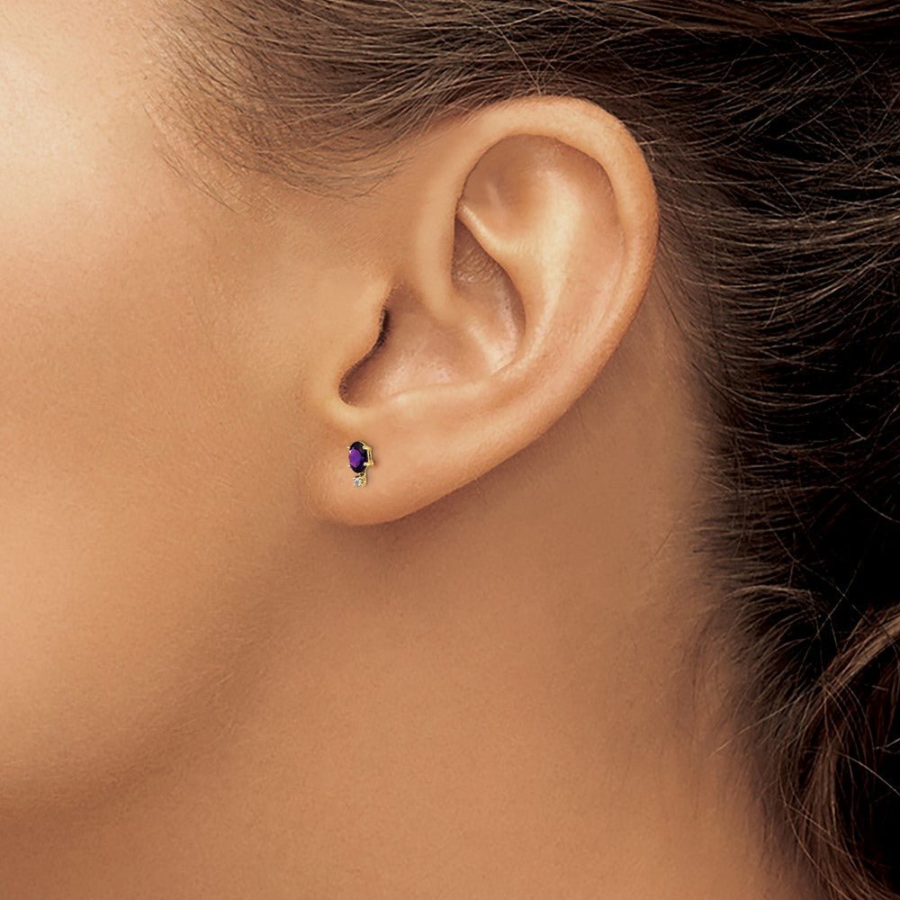 14K Ohrringe mit Diamant und Amethyst-Geburtsstein