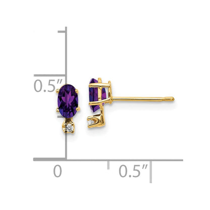 14K Ohrringe mit Diamant und Amethyst-Geburtsstein