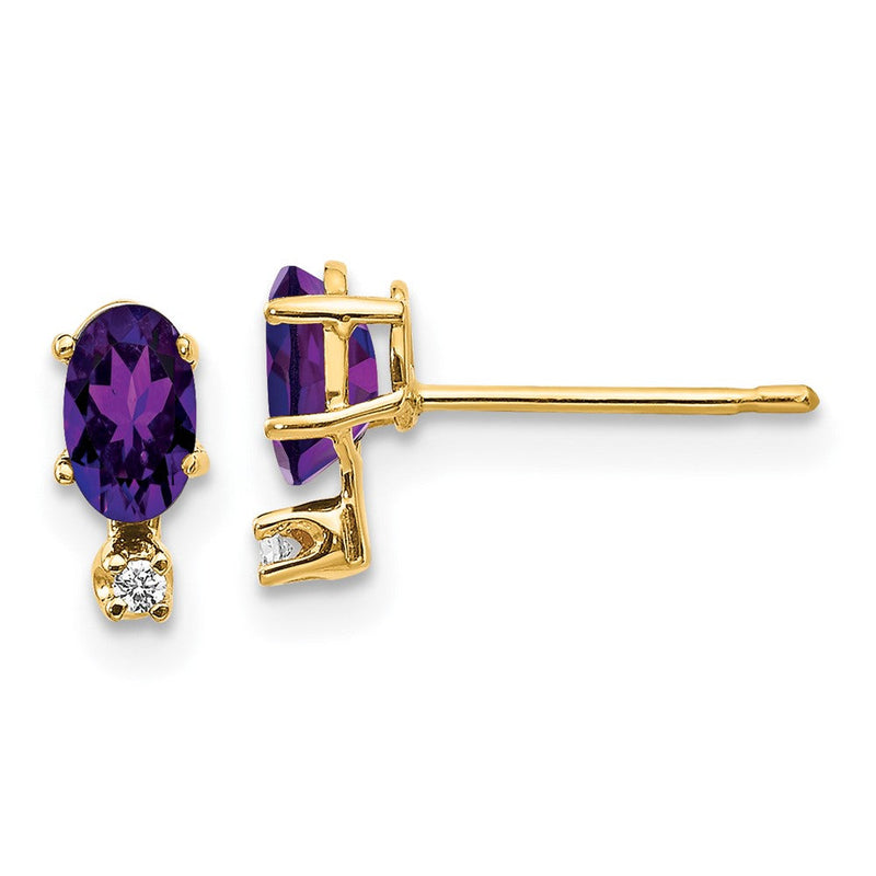 14K Ohrringe mit Diamant und Amethyst-Geburtsstein