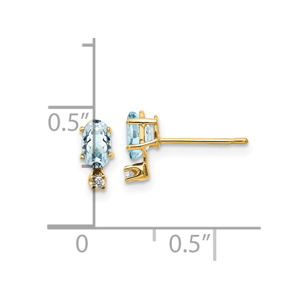 14K Gelbgold Diamant- und Aquamarin-Geburtsstein-Ohrringe