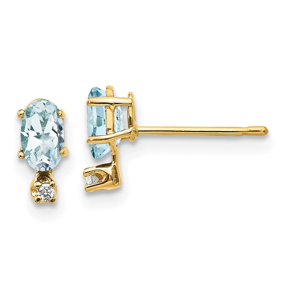 14K Gelbgold Diamant- und Aquamarin-Geburtsstein-Ohrringe