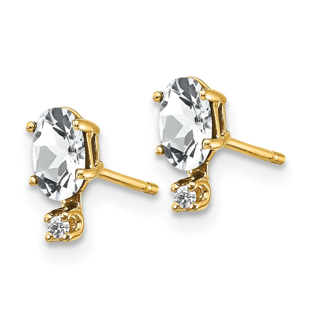 14K Gelbgold Ohrringe mit Diamant und weißem Topas-Geburtsstein