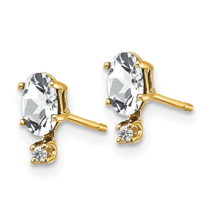 14K Gelbgold Ohrringe mit Diamant und weißem Topas-Geburtsstein