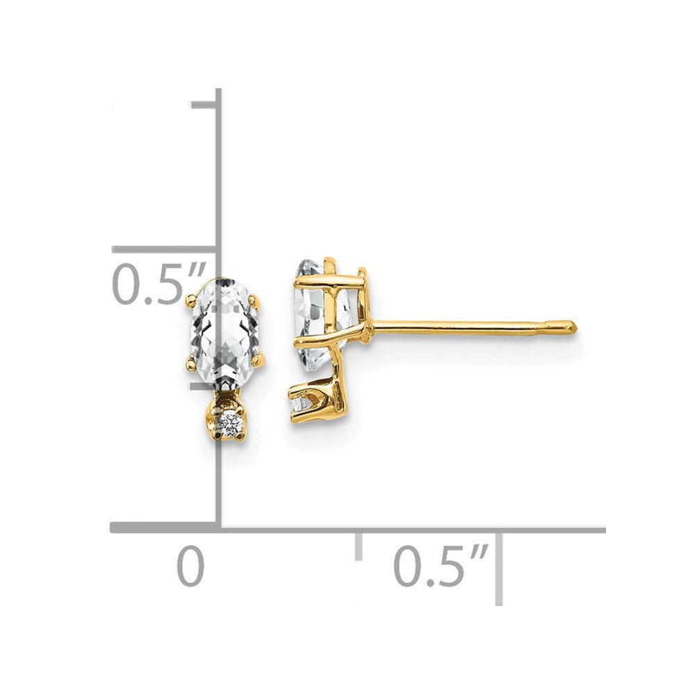 14K Gelbgold Ohrringe mit Diamant und weißem Topas-Geburtsstein