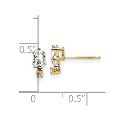 14K Gelbgold Ohrringe mit Diamant und weißem Topas-Geburtsstein