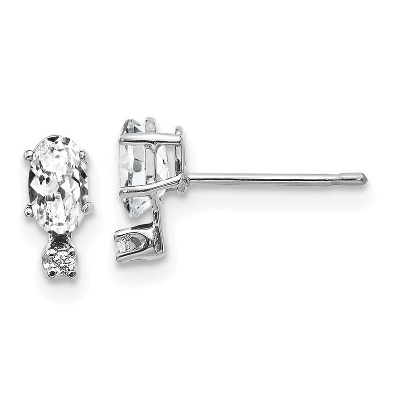14K Weißgold Diamant und Weiß Topas Geburtsstein Ohrringe