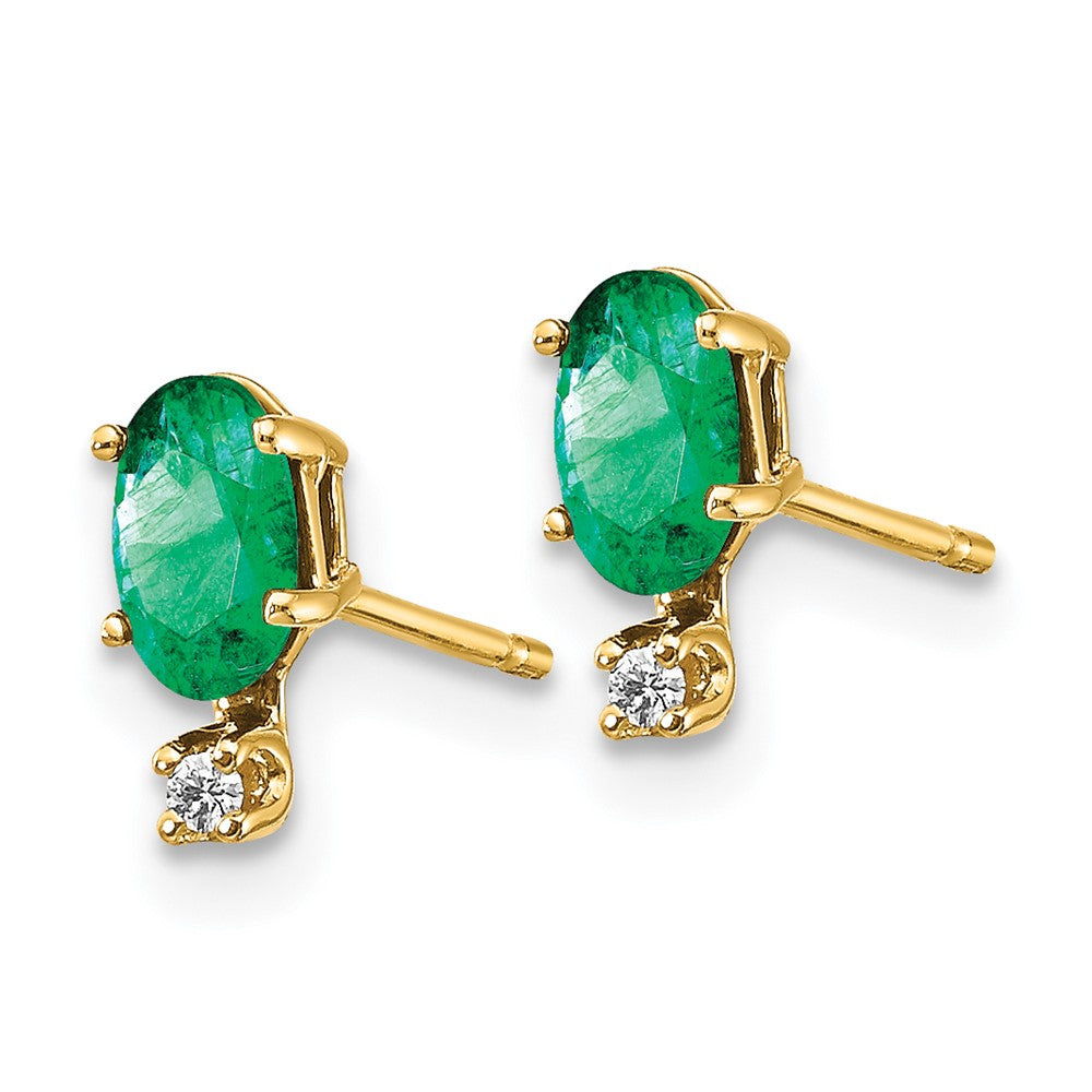 14K Gelbgold Diamant & Smaragd Geburtsstein Ohrringe