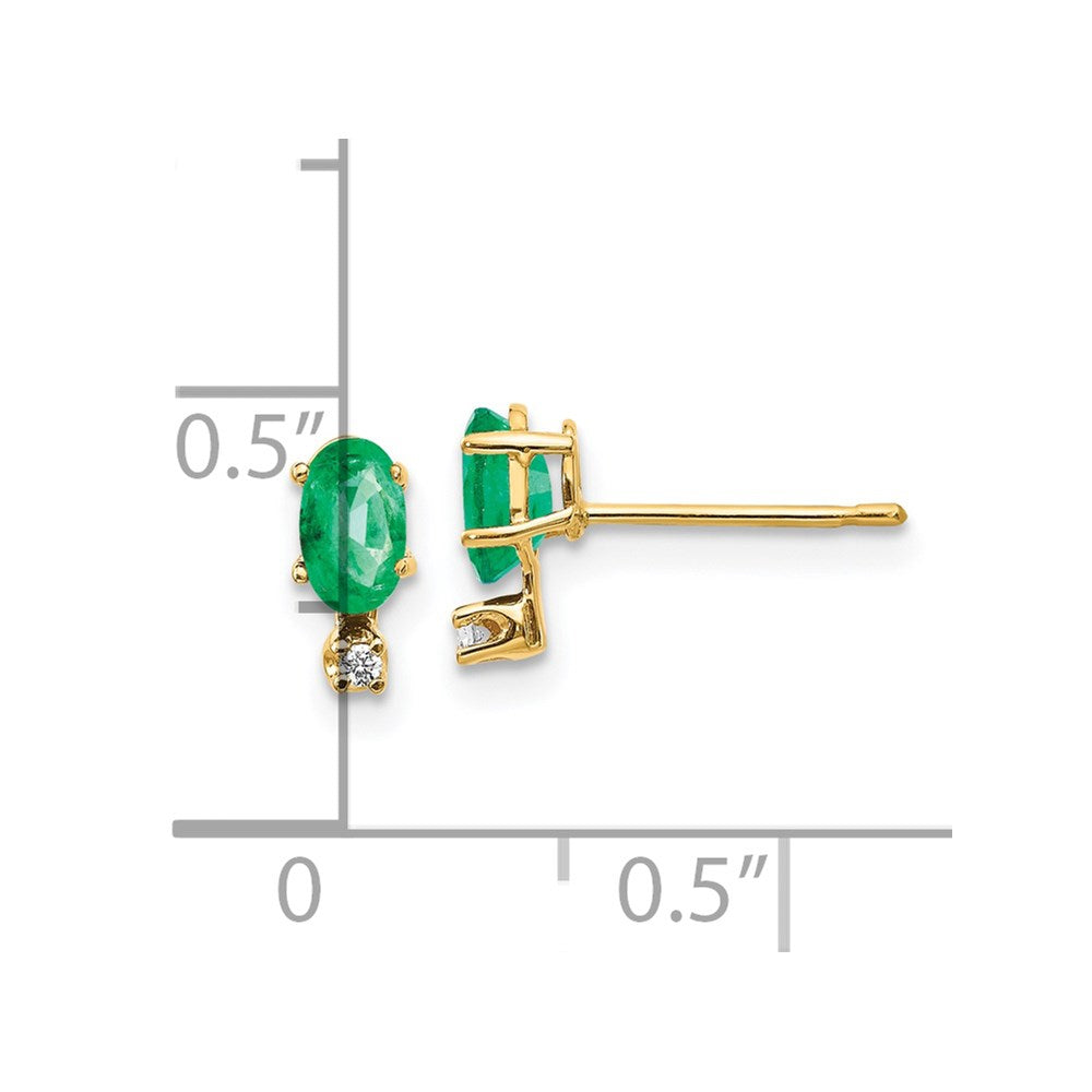 14K Gelbgold Diamant & Smaragd Geburtsstein Ohrringe