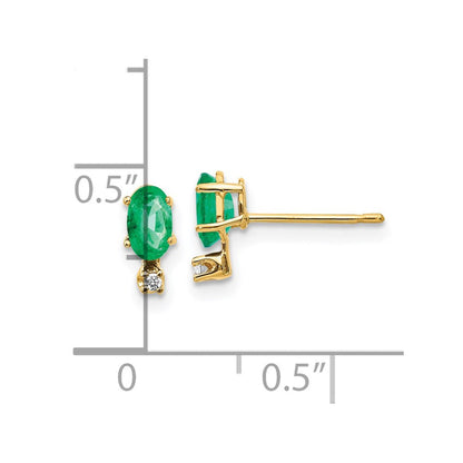 14K Gelbgold Diamant & Smaragd Geburtsstein Ohrringe